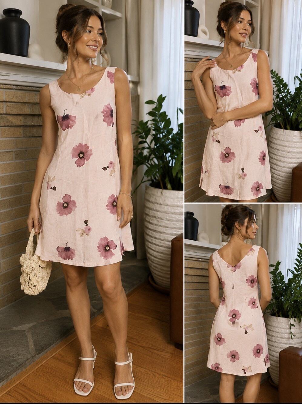Express 90's Vintage Mauve Pink Floral Dress Size 11/12 Romantic Coquette Tea